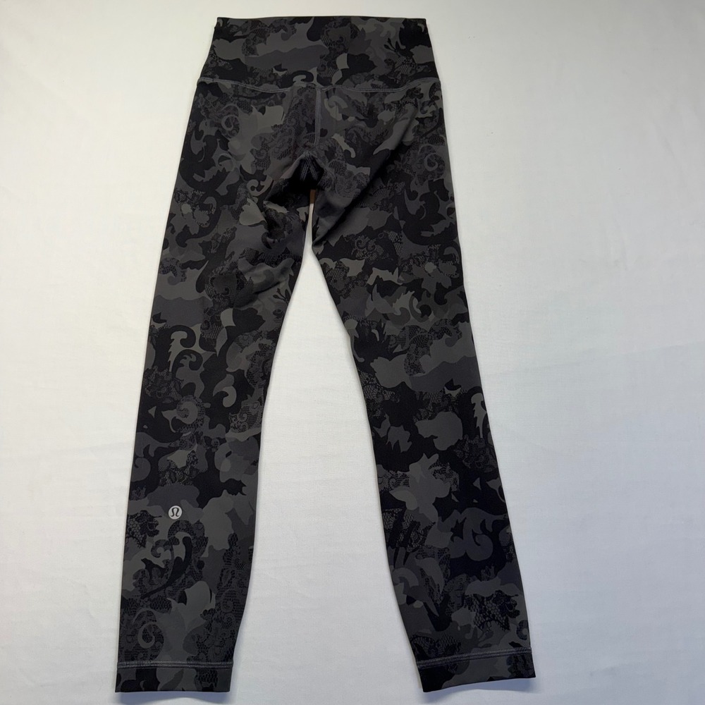Lululemon Wunder Under Camo‎ Cropped Leggings 4 Black High Rise Yoga LW6BNKS - Picture 4 of 6